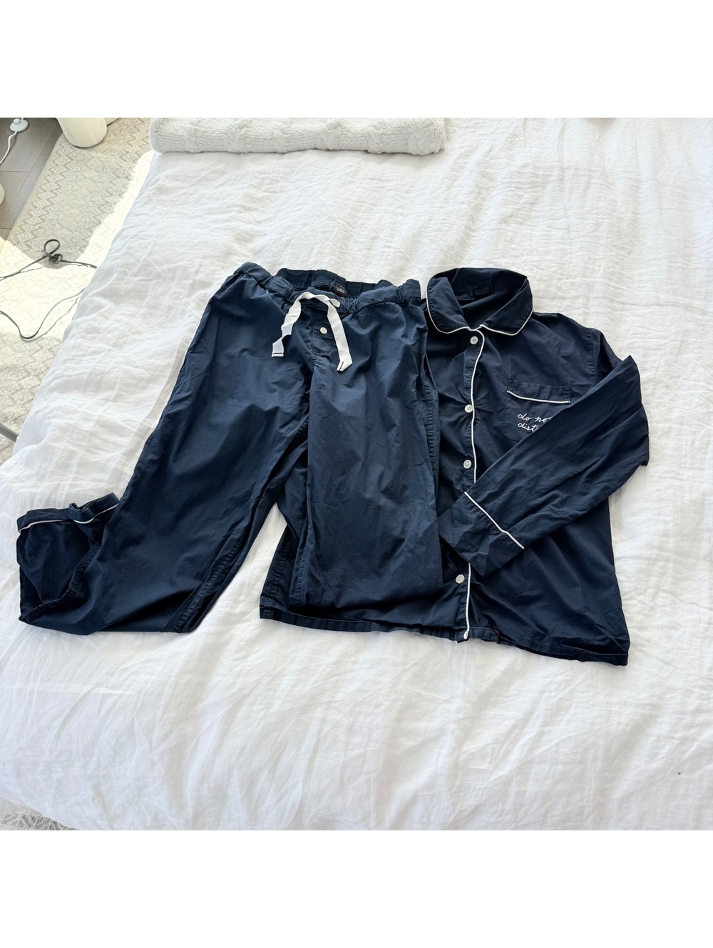 J Crew Vintage Long Sleeve PJ Set Navy